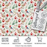 Watercolor Red Bird Ornament Berry Greenery Christmas Seamless Pattern Digital Print Fabric by the Metre UK Sewing Quilting Textile