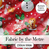 Watercolor Gingerbread Cookie Gift Holly Snowflake Christmas Seamless Pattern Digital Print Fabric by the Metre UK Sewing Quilting Textile