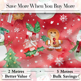 Watercolor Gingerbread Cookie Gift Holly Snowflake Christmas Seamless Pattern Digital Print Fabric by the Metre UK Sewing Quilting Textile