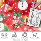 Watercolor Gingerbread Cookie Gift Holly Snowflake Christmas Seamless Pattern Digital Print Fabric by the Metre UK Sewing Quilting Textile