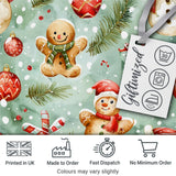 Cute Gingerbread Snowman Candy Cane Gift Holiday Seamless Pattern Digital Print Fabric by the Metre UK Sewing Quilting Textile