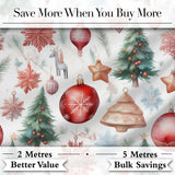 Vintage Christmas Ornament Tree Star Deer Holiday Seamless Pattern Digital Print Fabric by the Metre UK Sewing Quilting Textile
