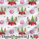 Cute Unicorn Christmas Poinsettia Floral Fantasy Seamless Pattern Digital Print Fabric by the Metre UK Sewing Quilting Textile