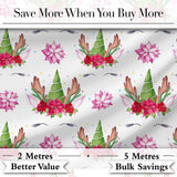 Cute Unicorn Christmas Poinsettia Floral Fantasy Seamless Pattern Digital Print Fabric by the Metre UK Sewing Quilting Textile