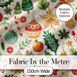 Cute Christmas Ornament Candy Cane Star Holly Seamless Pattern Digital Print Fabric by the Metre UK Sewing Quilting Textile
