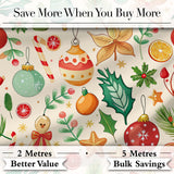 Cute Christmas Ornament Candy Cane Star Holly Seamless Pattern Digital Print Fabric by the Metre UK Sewing Quilting Textile