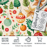 Cute Christmas Ornament Candy Cane Star Holly Seamless Pattern Digital Print Fabric by the Metre UK Sewing Quilting Textile