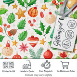 Festive Christmas Holly Star Ornament Heart Seamless Pattern Digital Print Fabric by the Metre UK Sewing Quilting Textile