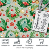 Watercolor Christmas Wreath Ornament Holly Berry Seamless Pattern Digital Print Fabric by the Metre UK Sewing Quilting Textile