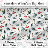 Watercolor Winter Branch Pine Leaf Berry Natural Seamless Pattern Digital Print Fabric by the Metre UK Sewing Quilting Textile