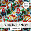 Cute Christmas Bells Gift Sock Holly Apple Seamless Pattern Digital Print Fabric by the Metre UK Sewing Quilting Textile