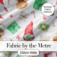 Cute Christmas Gnome Present Candy Cane Holiday Seamless Pattern Digital Print Fabric by the Metre UK Sewing Quilting Textile