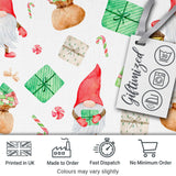 Cute Christmas Gnome Present Candy Cane Holiday Seamless Pattern Digital Print Fabric by the Metre UK Sewing Quilting Textile