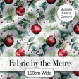 Watercolor Red Bauble Pine Leaf Berry Holiday Seamless Pattern Digital Print Fabric by the Metre UK Sewing Quilting Textile