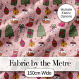 Cute Christmas Tree Cupcake Gift Ornament Pink Seamless Pattern Digital Print Fabric by the Metre UK Sewing Quilting Textile