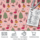 Cute Christmas Tree Cupcake Gift Ornament Pink Seamless Pattern Digital Print Fabric by the Metre UK Sewing Quilting Textile