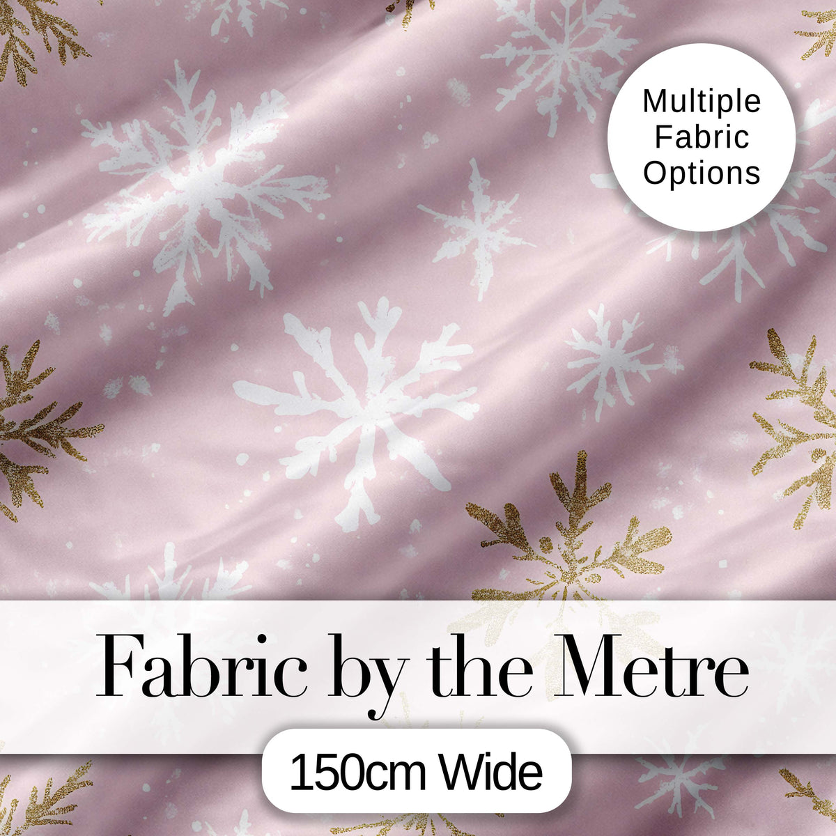 Soft Pink Snowflake Winter Holiday Seamless Pattern Digital Print Fabric by the Metre UK Sewing Quilting Textile