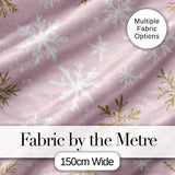 Soft Pink Snowflake Winter Holiday Seamless Pattern Digital Print Fabric by the Metre UK Sewing Quilting Textile