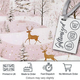 Winter Wonderland Deer Snowy Forest Pink Seamless Pattern Digital Print Fabric by the Metre UK Sewing Quilting Textile