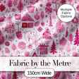 Cute Pink Christmas Icon Doodle Holiday Seamless Pattern Digital Print Fabric by the Metre UK Sewing Quilting Textile