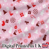 Cute Christmas  Snowman Reindeer Candy Seamless Pattern Digital Print Fabric by the Metre UK Sewing Quilting Textile