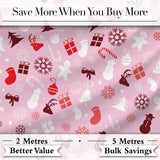 Cute Christmas  Snowman Reindeer Candy Seamless Pattern Digital Print Fabric by the Metre UK Sewing Quilting Textile