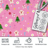 Cute Christmas Teddy Gingerbread Tree Candy Seamless Pattern Digital Print Fabric by the Metre UK Sewing Quilting Textile