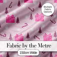 Cute Pink Christmas Gifts Candy Cane Snowflake Seamless Pattern Digital Print Fabric by the Metre UK Sewing Quilting Textile