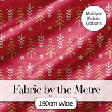 Minimalist Christmas Tree Arrow Pattern Red Gold Festive Seamless Pattern Digital Print Fabric by the Metre UK Sewing Quilting Textile