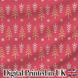 Minimalist Christmas Tree Arrow Pattern Red Gold Festive Seamless Pattern Digital Print Fabric by the Metre UK Sewing Quilting Textile