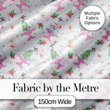 Watercolor Christmas Snow Globe Tree Holiday Seamless Pattern Digital Print Fabric by the Metre UK Sewing Quilting Textile