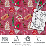 Watercolor Christmas Sweets Candy Cookie Festive Seamless Pattern Digital Print Fabric by the Metre UK Sewing Quilting Textile