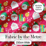 Cute Santa Snowman Gift Merry Christmas Seamless Pattern Digital Print Fabric by the Metre UK Sewing Quilting Textile