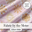 Elegant Gold Snowflake Pink Background Seamless Pattern Digital Print Fabric by the Metre UK Sewing Quilting Textile