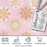 Elegant Gold Snowflake Pink Background Seamless Pattern Digital Print Fabric by the Metre UK Sewing Quilting Textile
