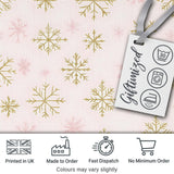 Elegant Gold Snowflake White Pink Seamless Pattern Digital Print Fabric by the Metre UK Sewing Quilting Textile