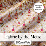 Luxury Champagne Bottle Gold Glitter Party Seamless Pattern Digital Print Fabric by the Metre UK Sewing Quilting Textile