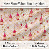Luxury Champagne Bottle Gold Glitter Party Seamless Pattern Digital Print Fabric by the Metre UK Sewing Quilting Textile