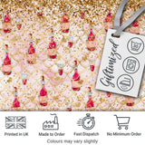 Luxury Champagne Bottle Gold Glitter Party Seamless Pattern Digital Print Fabric by the Metre UK Sewing Quilting Textile