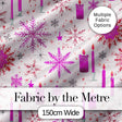 Pink Candle Snowflake Winter Festive Seamless Pattern Digital Print Fabric by the Metre UK Sewing Quilting Textile