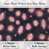 Cute  Christmas Light Bulbs Festive Glow Seamless Pattern Digital Print Fabric by the Metre UK Sewing Quilting Textile