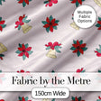 Poinsettia Flower Bell Holly Christmas Seamless Pattern Digital Print Fabric by the Metre UK Sewing Quilting Textile