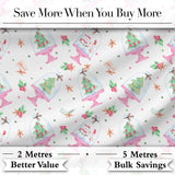 Watercolor Christmas Snow Globe Tree Holly Seamless Pattern Digital Print Fabric by the Metre UK Sewing Quilting Textile