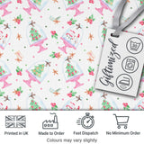 Watercolor Christmas Snow Globe Tree Holly Seamless Pattern Digital Print Fabric by the Metre UK Sewing Quilting Textile