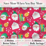 Cute Santa Snowman Christmas Letter Gift Seamless Pattern Digital Print Fabric by the Metre UK Sewing Quilting Textile