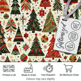 Vintage Christmas Tree Ornament Festive Seamless Pattern Digital Print Fabric by the Metre UK Sewing Quilting Textile