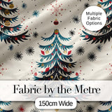 Cute  Christmas Tree Ornament Starburst Seamless Pattern Digital Print Fabric by the Metre UK Sewing Quilting Textile