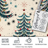 Cute  Christmas Tree Ornament Starburst Seamless Pattern Digital Print Fabric by the Metre UK Sewing Quilting Textile