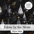 Elegant Gold Silver Christmas Trees Black Seamless Pattern Digital Print Fabric by the Metre UK Sewing Quilting Textile
