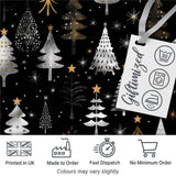 Elegant Gold Silver Christmas Trees Black Seamless Pattern Digital Print Fabric by the Metre UK Sewing Quilting Textile